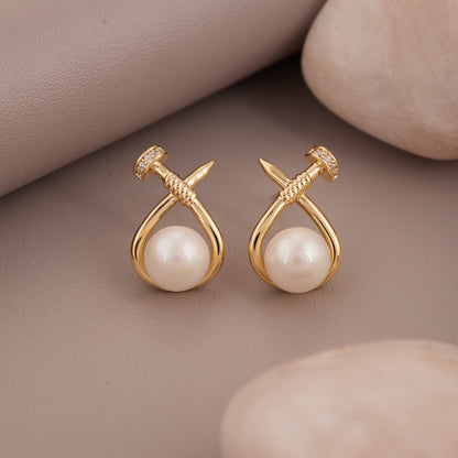 Gold Earrings with Pearls & Diamonds – Luxurious Elegance