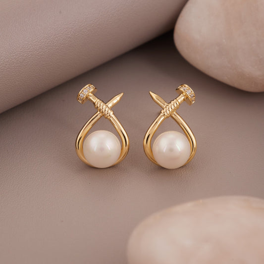 Gold Earrings with Pearls & Diamonds – Luxurious Elegance