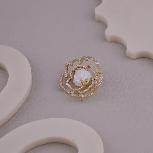 White Rose Crystal Brooch
