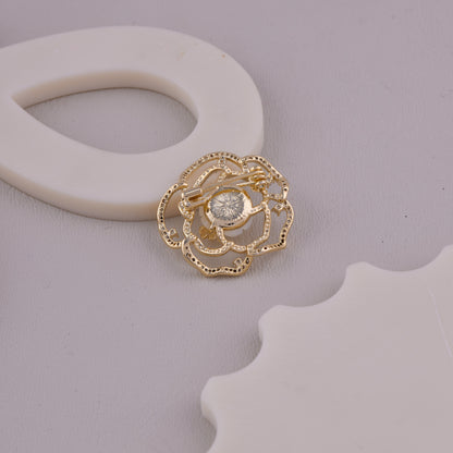 White Rose Crystal Brooch