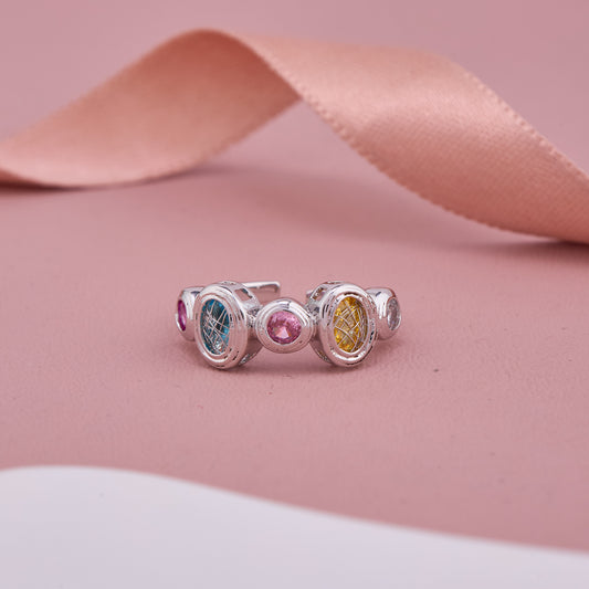 Silver Rainbow Gem Ring