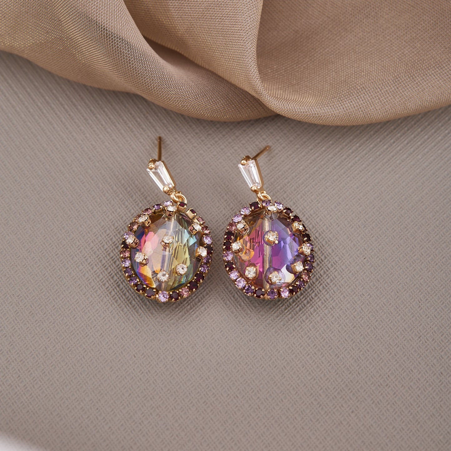 Elegant Gemstone Earrings with Intricate Detailing