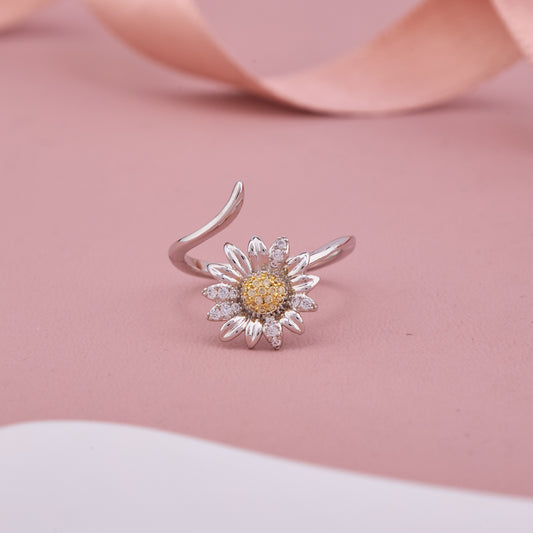 Silver Daisy Flower Ring