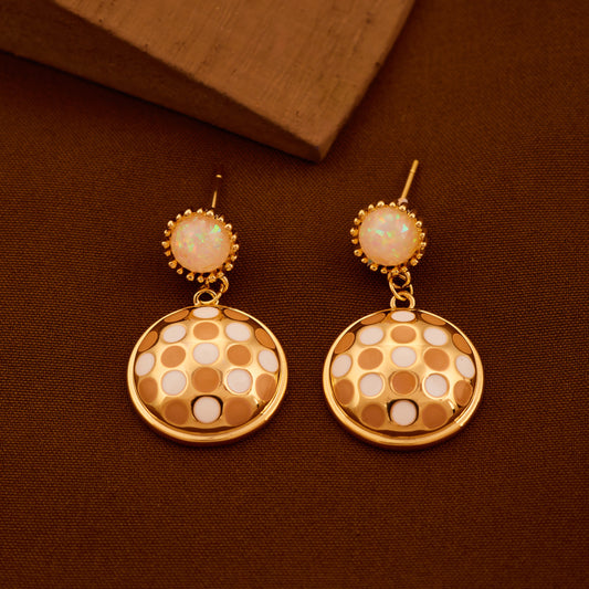 Elegant Gold-Toned Earrings with Pendant Charm