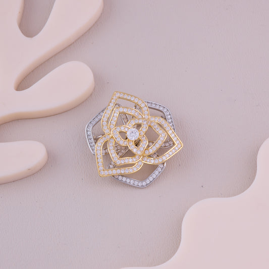 Crystal Layered Flower Brooch