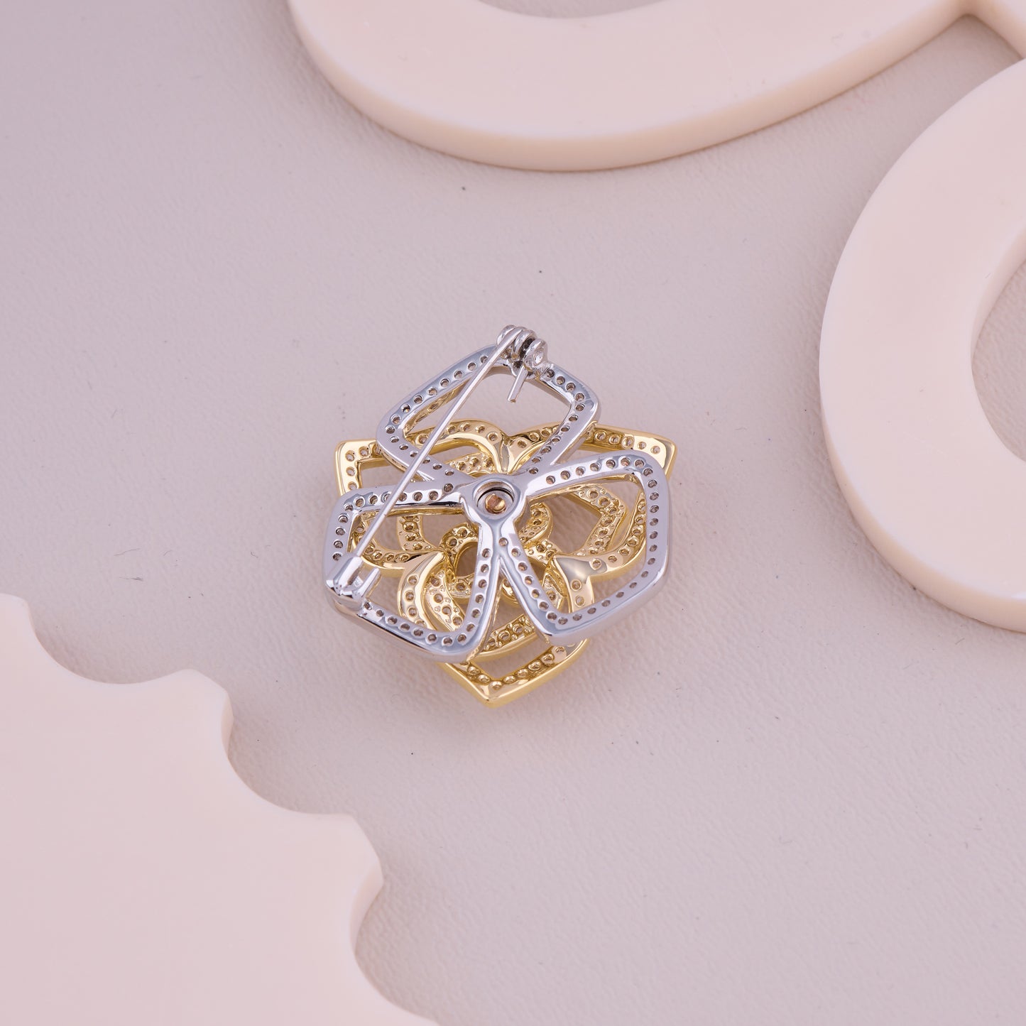 Crystal Layered Flower Brooch