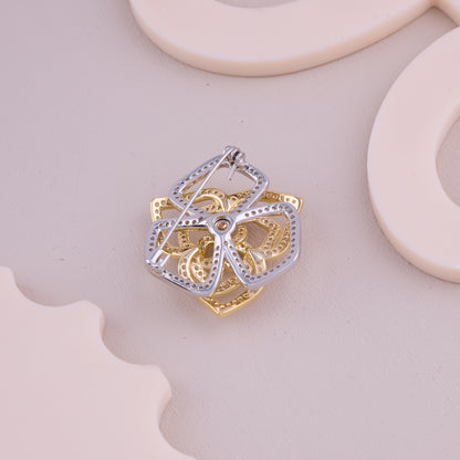 Crystal Layered Flower Brooch