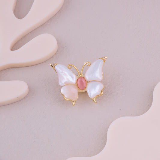 Pink & White Butterfly Brooch