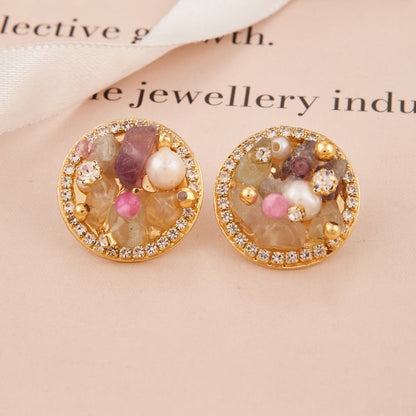 Golden Cluster Gemstone Earrings