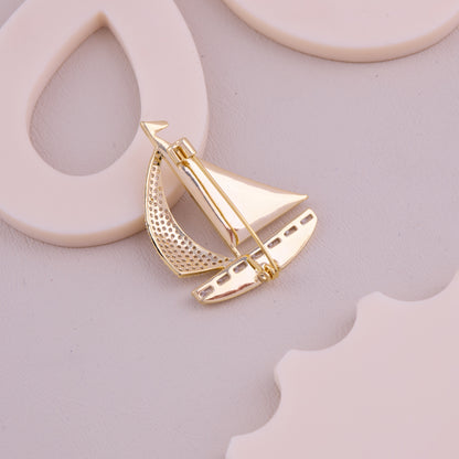 Crystal Sailboat Brooch