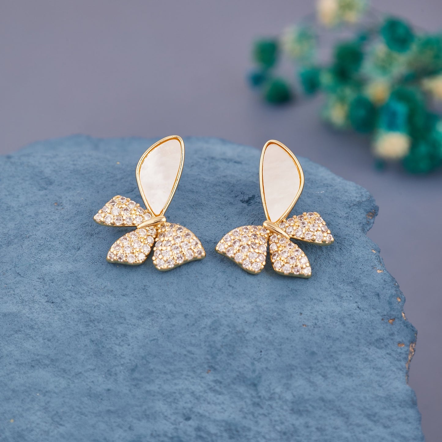 Delicate Gold Butterfly Stud Earrings
