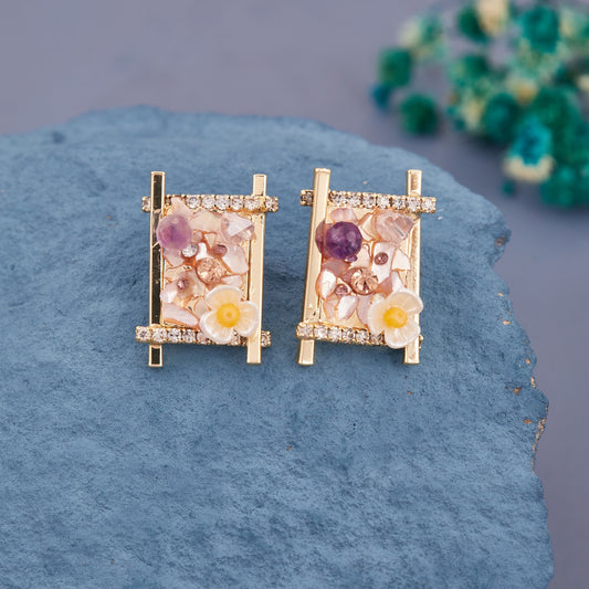 Sparkling Stone & Gem Earrings with Intricate Craftsmanship