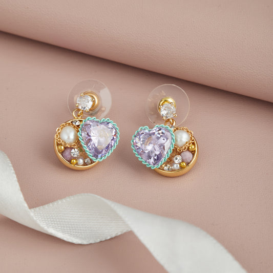 Heart-Shaped Gemstone Earrings – Elegant Fashion Jewelry