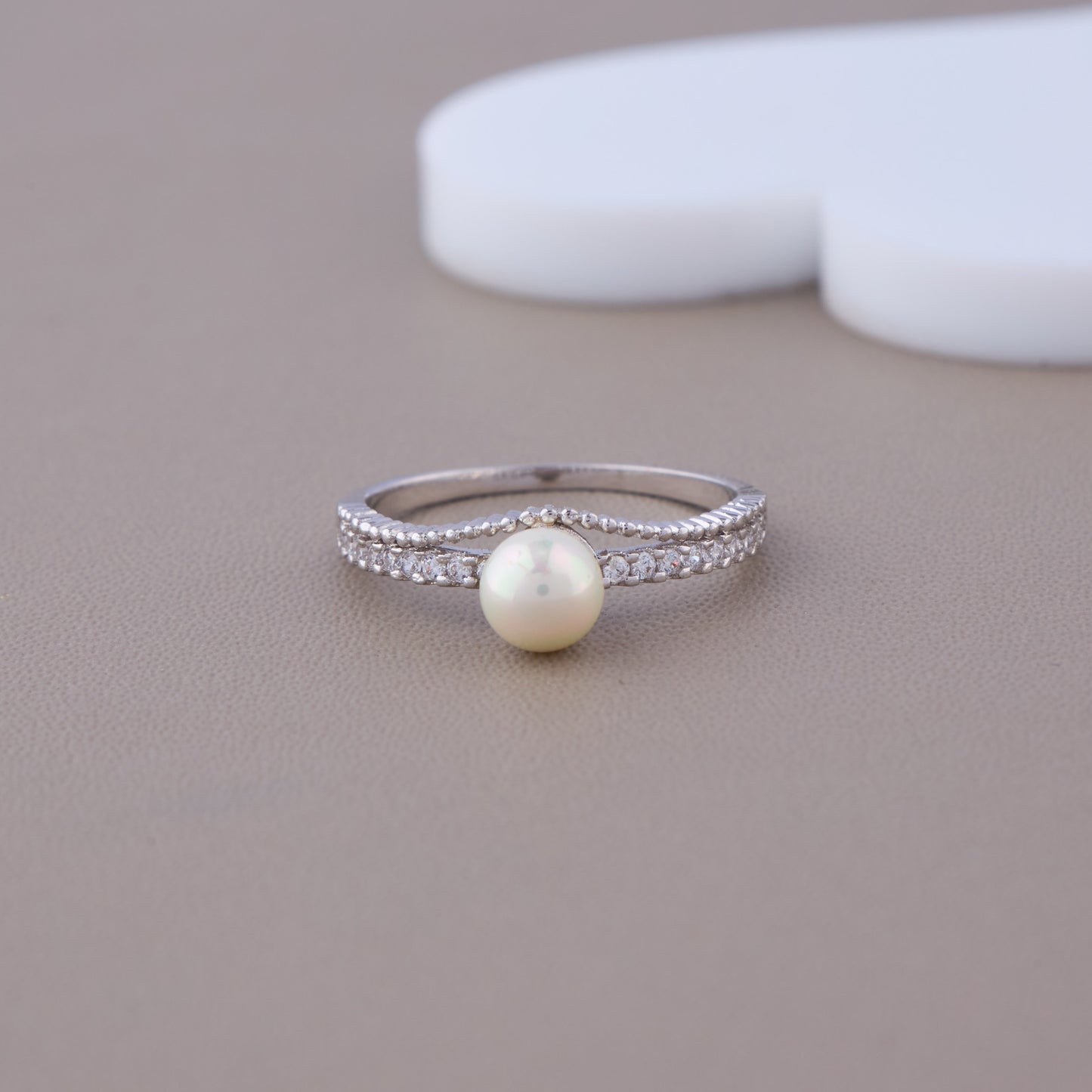 Platinum & Silver Pearl Ring Timeless Elegance