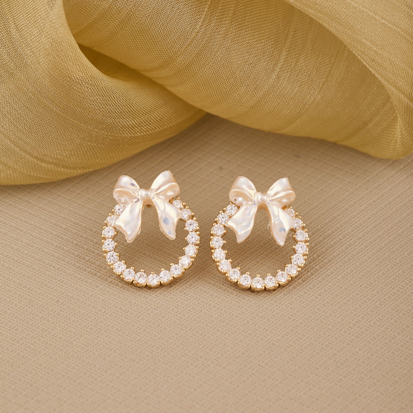 Ivory Bow Earrings with Pearls Elegant & Charming