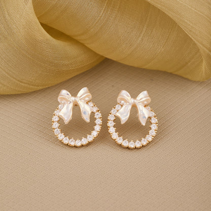 Ivory Bow Earrings with Pearls Elegant & Charming