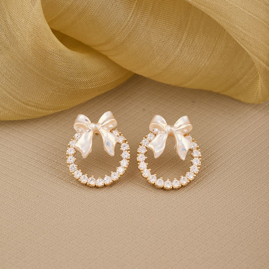 Ivory Bow Earrings with Pearls Elegant & Charming