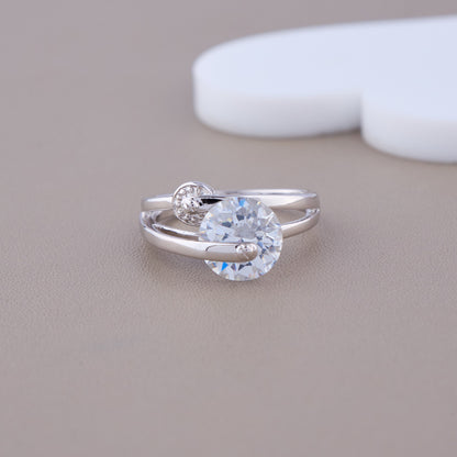 Platinum Diamond Ring with White Heart Design