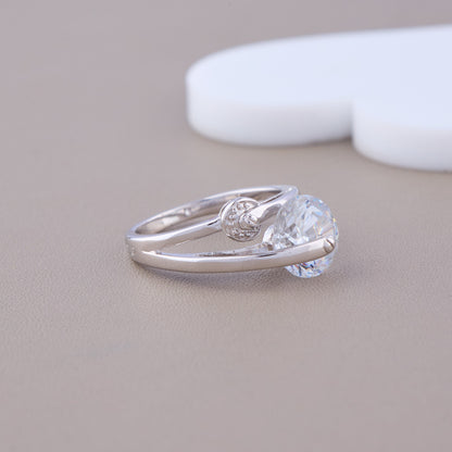 Platinum Diamond Ring with White Heart Design