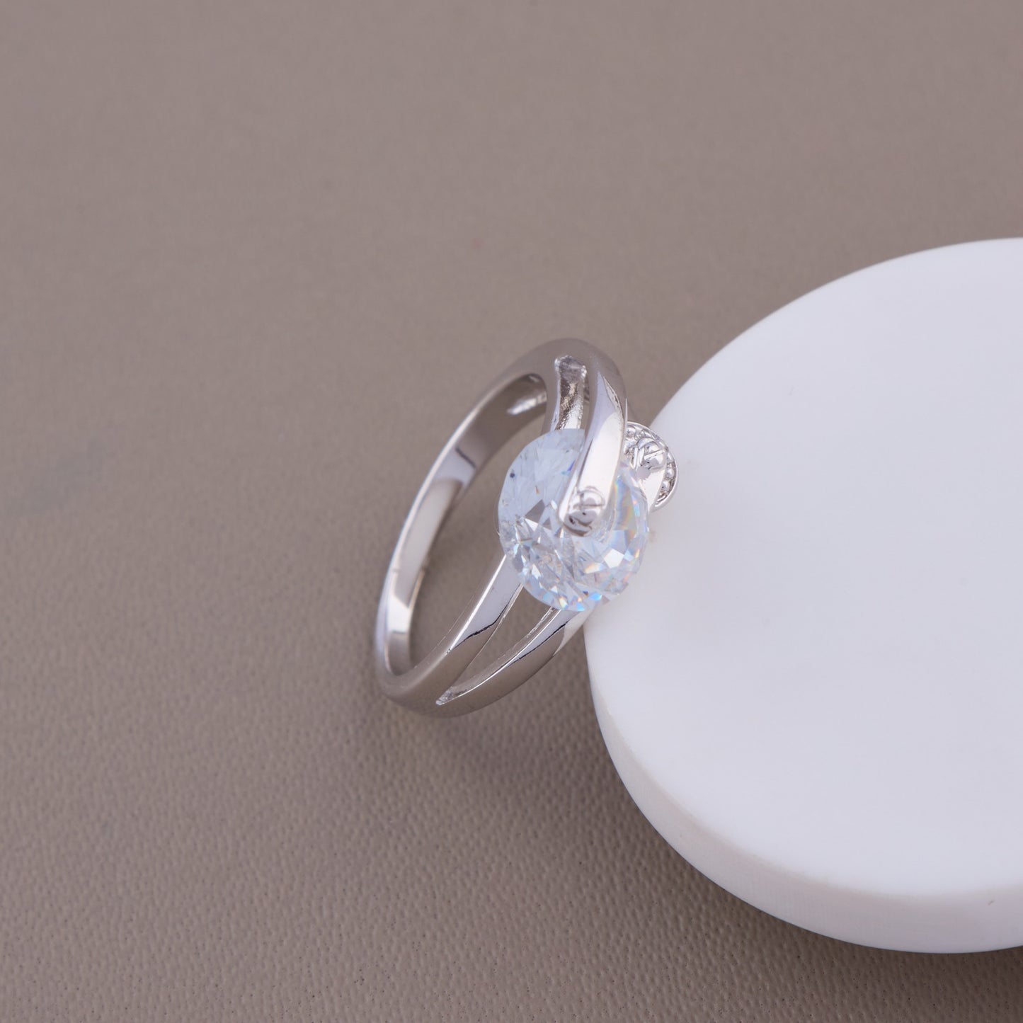 Platinum Diamond Ring with White Heart Design