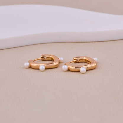 Gold Pearl Hoop Earrings