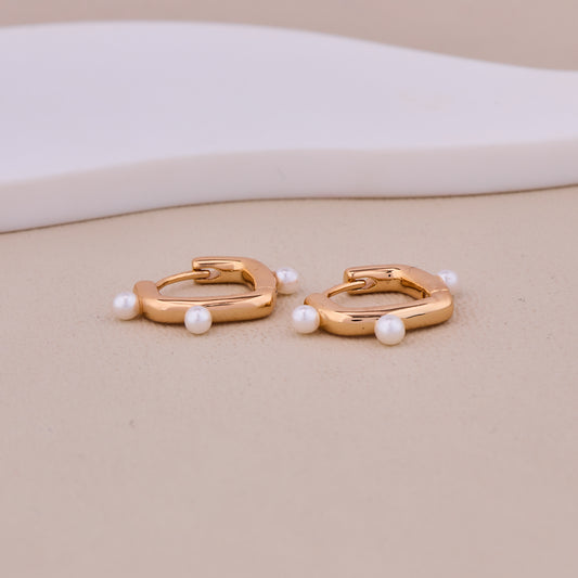 Gold Pearl Hoop Earrings