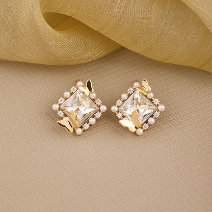 Twilight Elegance Earrings Diamonds & Pearls in Harmony