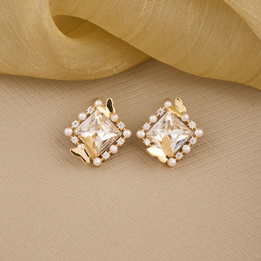 Twilight Elegance Earrings Diamonds & Pearls in Harmony