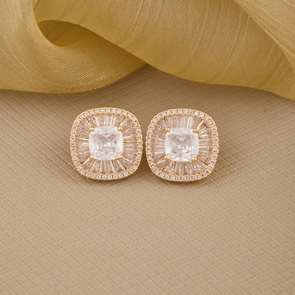 Radiant Square-Cut Diamond Stud Earrings