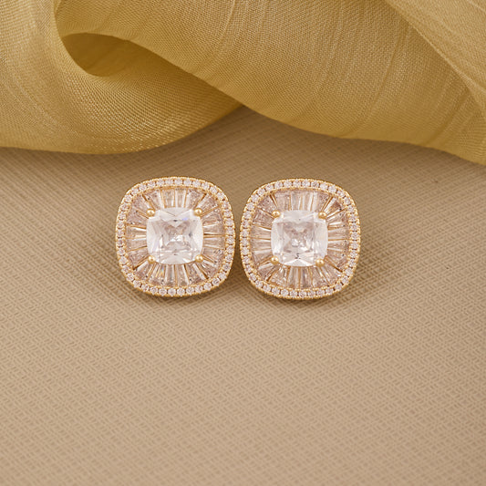 Radiant Square-Cut Diamond Stud Earrings