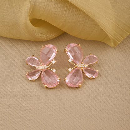 Blush Pink Butterfly Crystal Earrings