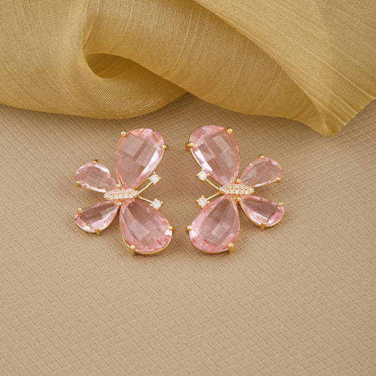 Blush Pink Butterfly Crystal Earrings