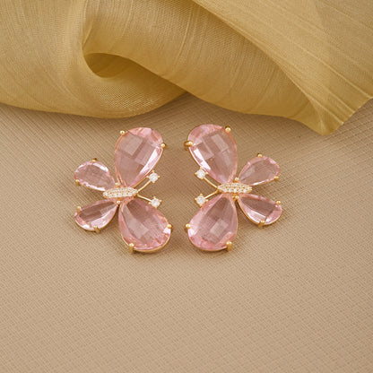 Lilac Pink Earrings Delicate Diamonds & Elegant Charm