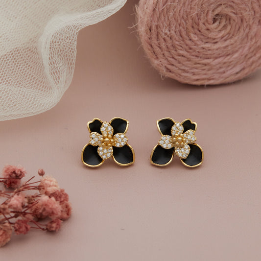 Handcrafted Floral Diamond Earrings – Intricate & Unique