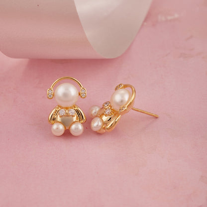 Golden Elegance Earrings Pearls, Diamonds & Modern Glamour