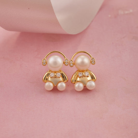 Golden Elegance Earrings Pearls, Diamonds & Modern Glamour