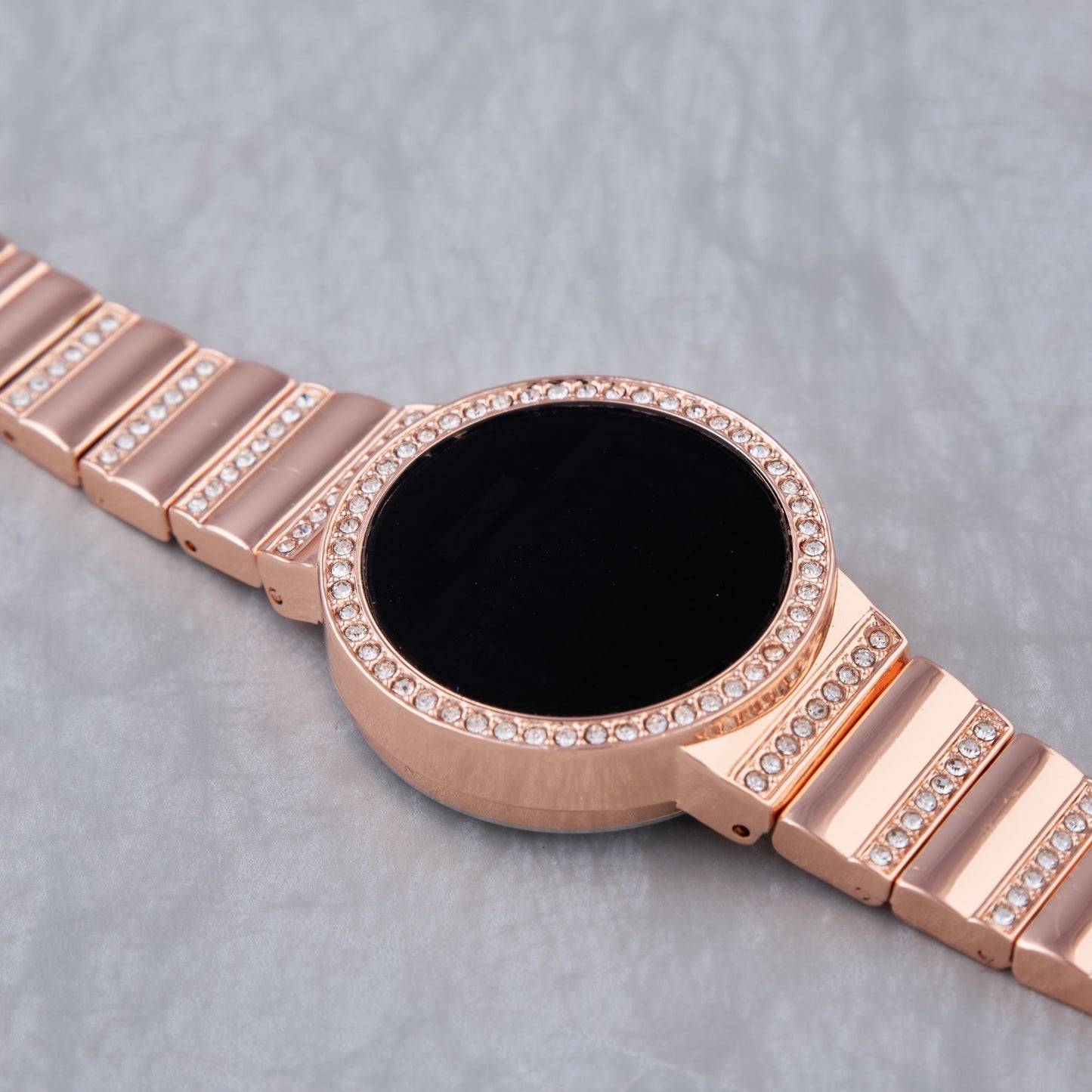 Rose Gold Plated Digital Watch with Crystal Bezel for Women and Girls