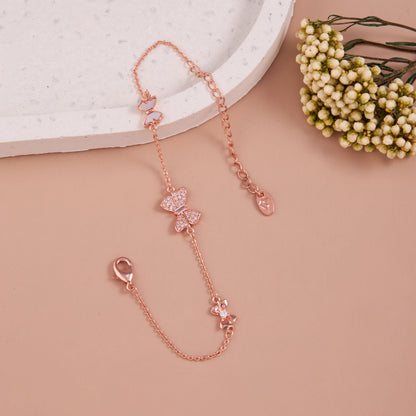 Rose Gold with Crystal-Embellished Butterfly Charms