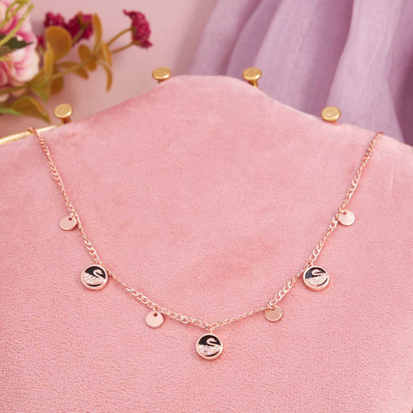 Rose Gold Swan Charm Necklace by GC Premium Jewellery