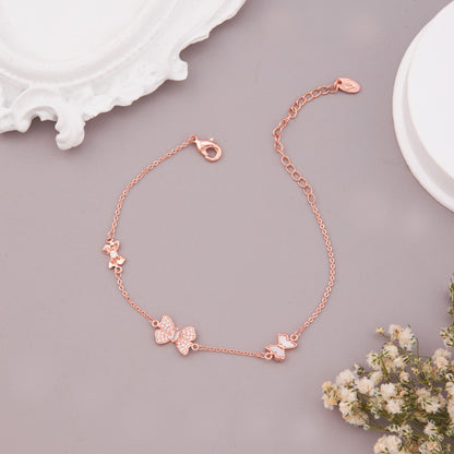 Rose Gold with Crystal-Embellished Butterfly Charms