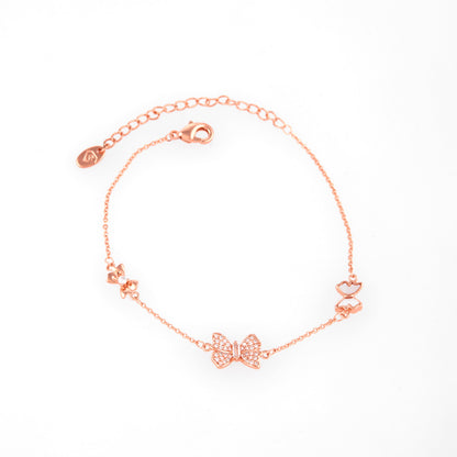 Rose Gold with Crystal-Embellished Butterfly Charms