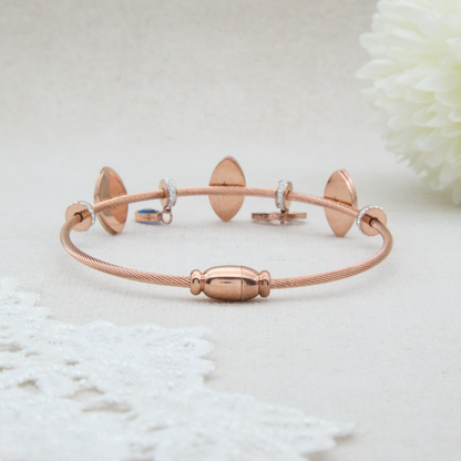 ✨ Rosegold Evil-Eye Charm Bracelet | Anti-Tarnish Premium Designer Magnetic Bracelet with Blue Charm for Girls and Women | Ideal for Special Occasions ✨