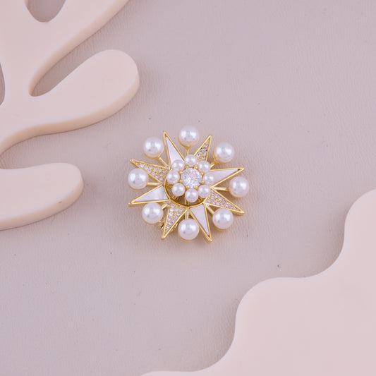 Pearl Starburst Crystal Brooch