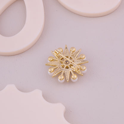 Pearl Starburst Crystal Brooch