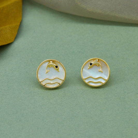 Enamel Dolphin Circle Earrings Playful & Vibrant