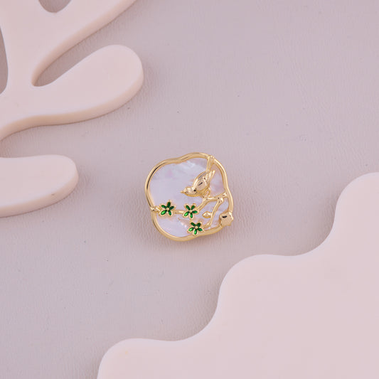 Rabbit Floral Pearl Brooch