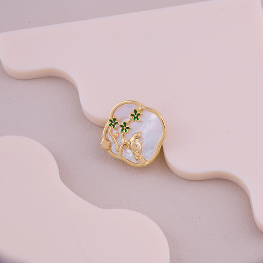 Rabbit Floral Pearl Brooch