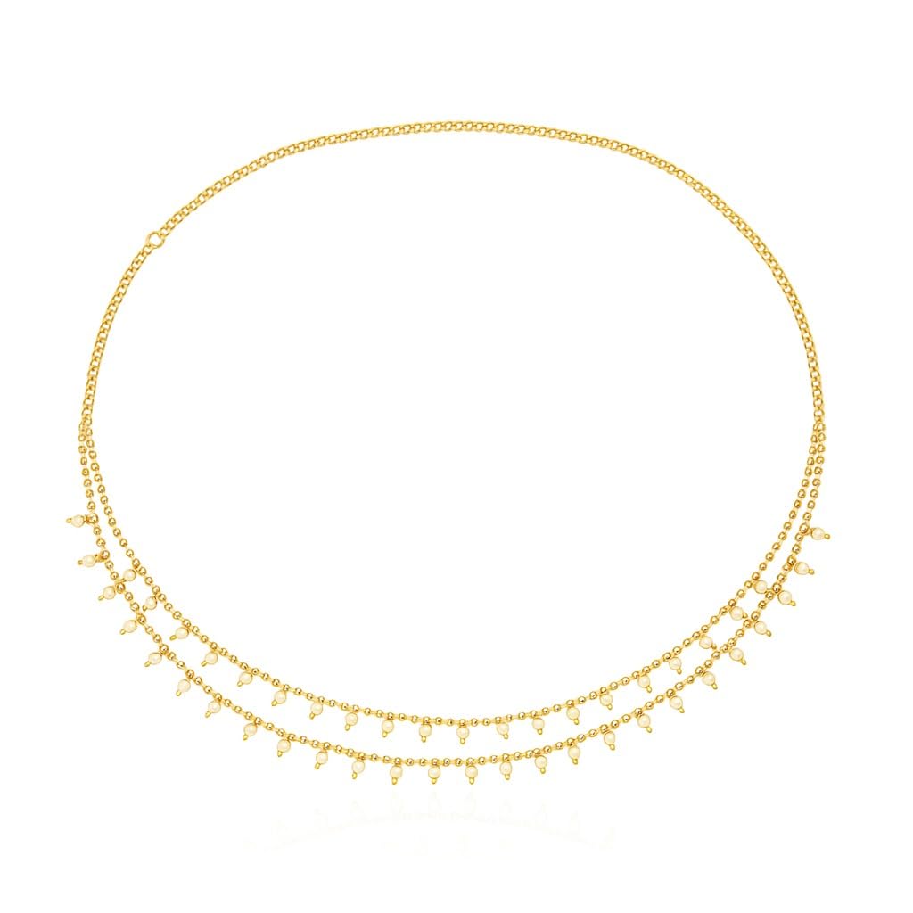 Traditional Golden Beads Waist Hip Chains Kamarband with Pearl Drops Ethnic Waist Chain Saree Vaddanam for Women & Girls