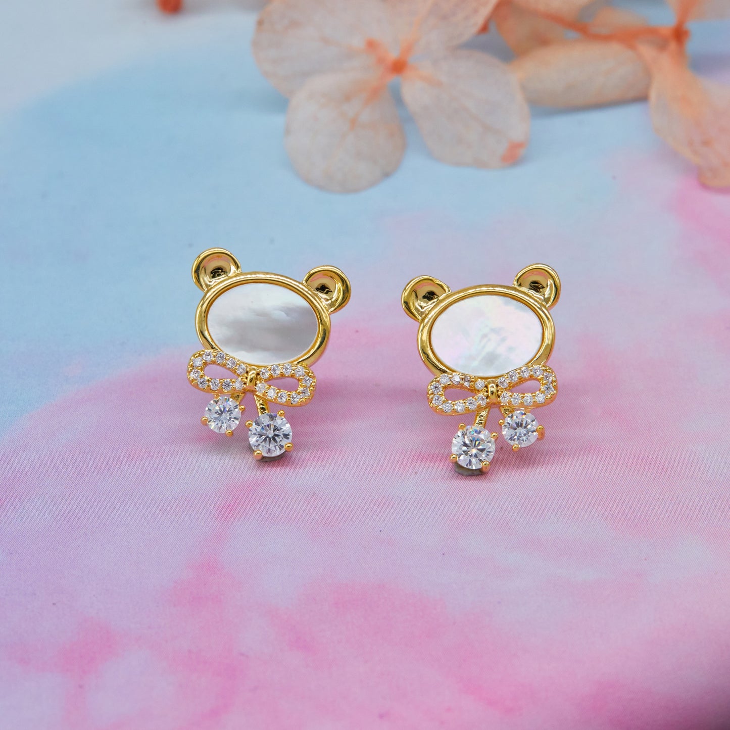 Gold Bear Earrings with Diamonds Playful Luxury & Style