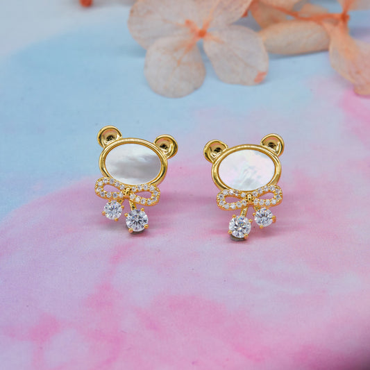 Gold Bear Earrings with Diamonds Playful Luxury & Style